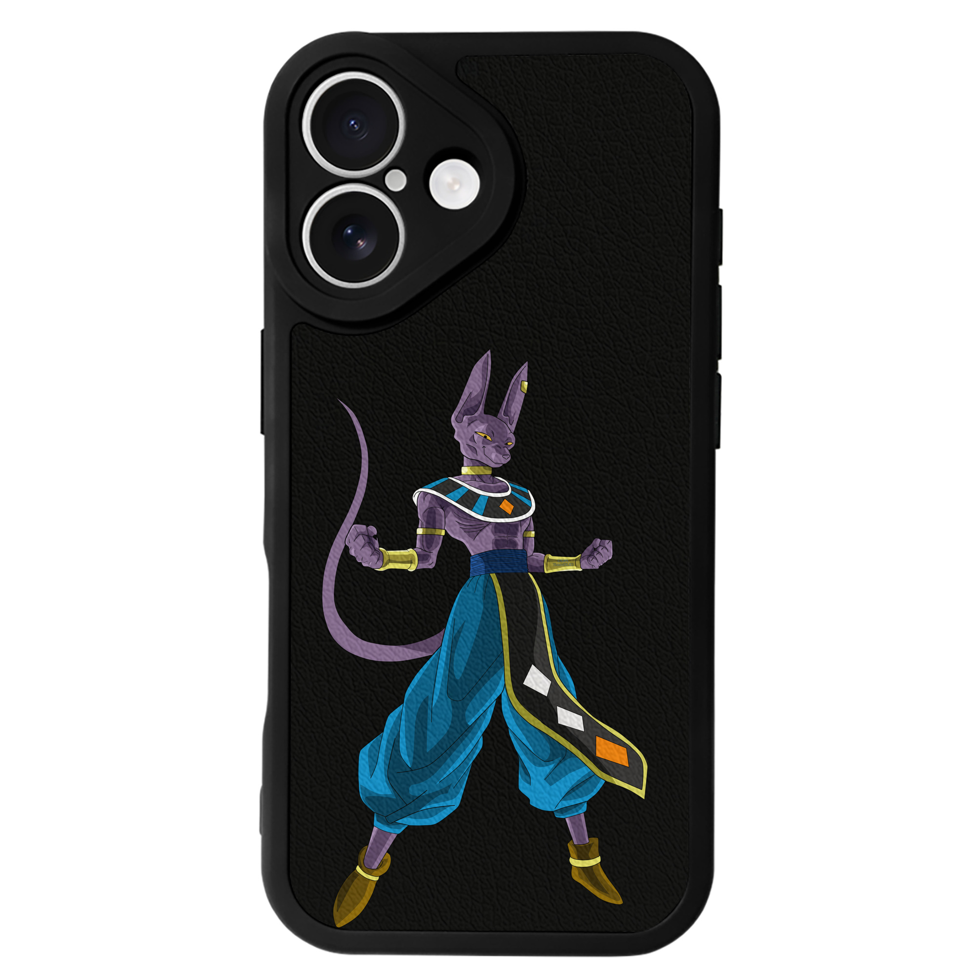 （画像用） ドラゴンボール ビルス 破壊神ビルス DRAGON BALL Beerus Birusu 【iPhone 16シリーズ対応】シリコンスマホケース（レザー調） 材質：シリコン